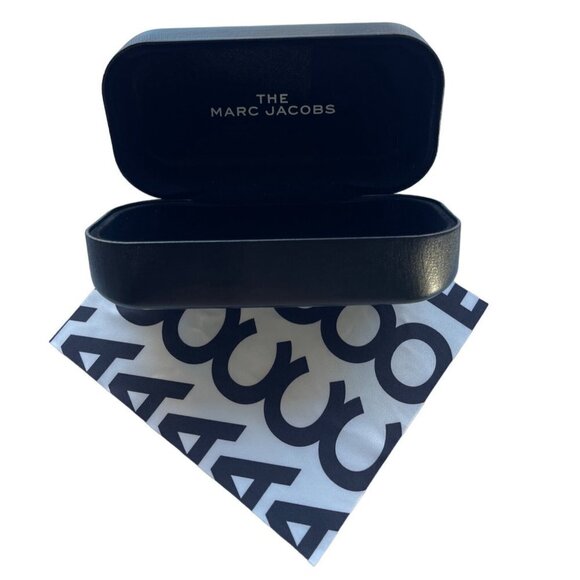 Marc Jacobs Sunglasses Case With Cleaning Cloth Black Hardcover Oversized NEW - Picture 13 of 16